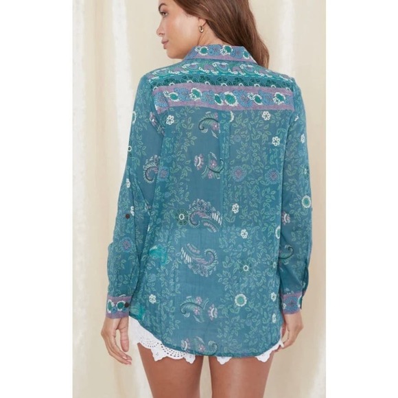 NWT / Raga / Manisha Blouse / Boho floral button down top - Picture 3 of 6